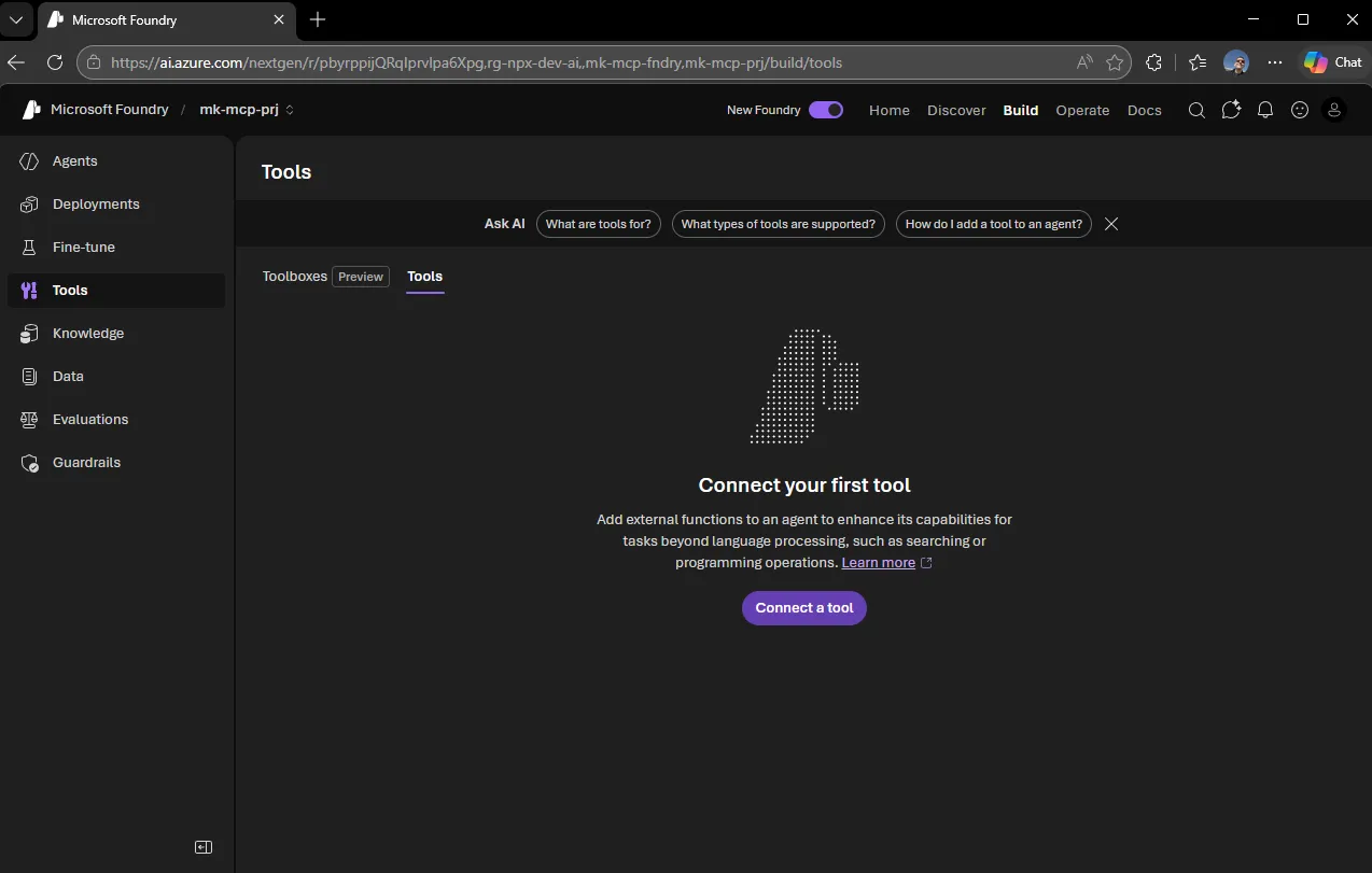 Add a tool to the Microsoft Foundry agent