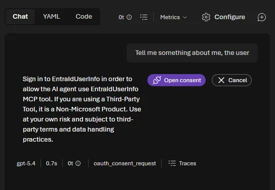 Foundry sign-in prompt for identity passthrough